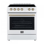 Forno Premium White Kitchen Package with Range, Bottom Freezer Refrigerator and Range Hood - FBDL-001-03CA