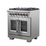 Forno Capriasca 30" Stainless Steel French Door Dual Fuel Range with True Convection (4.32 Cu. Ft.) - FFSGS6387-30