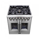 Forno Massimo 30" Stainless Steel French Door Dual Fuel Range with True Convection (4.32 Cu. Ft.) - FFSGS6325-30