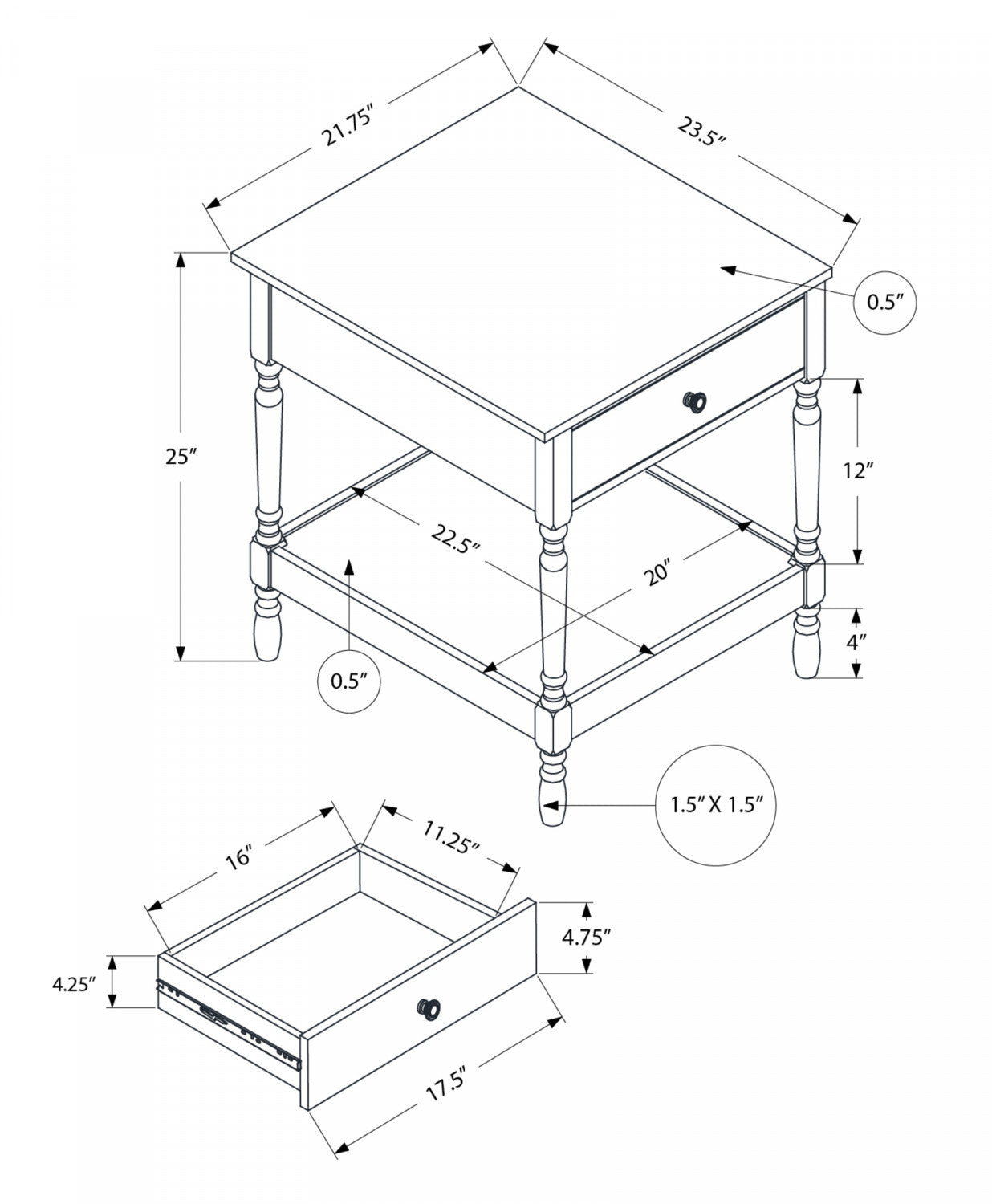 Kira Side Table - Walnut