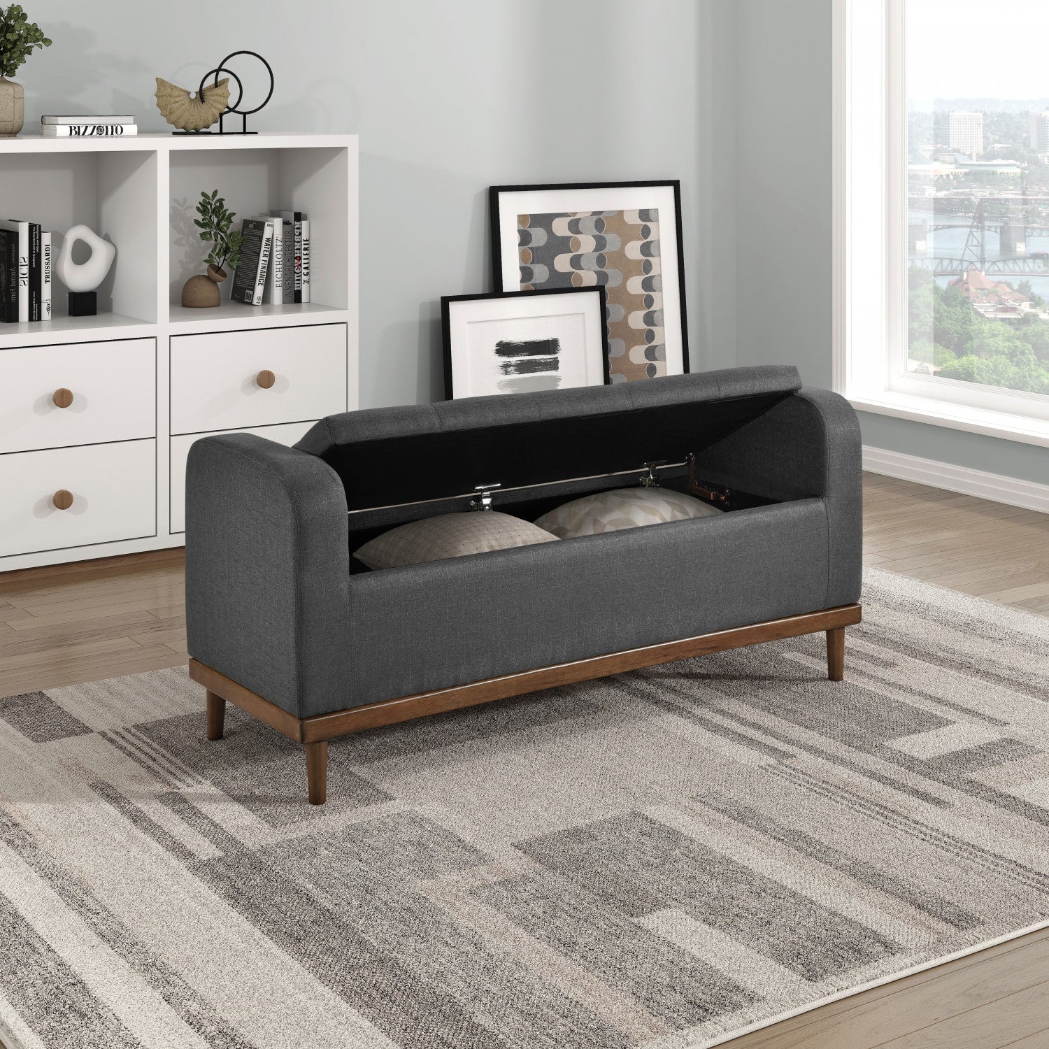 Elayne Ottoman Bench - Dark Grey