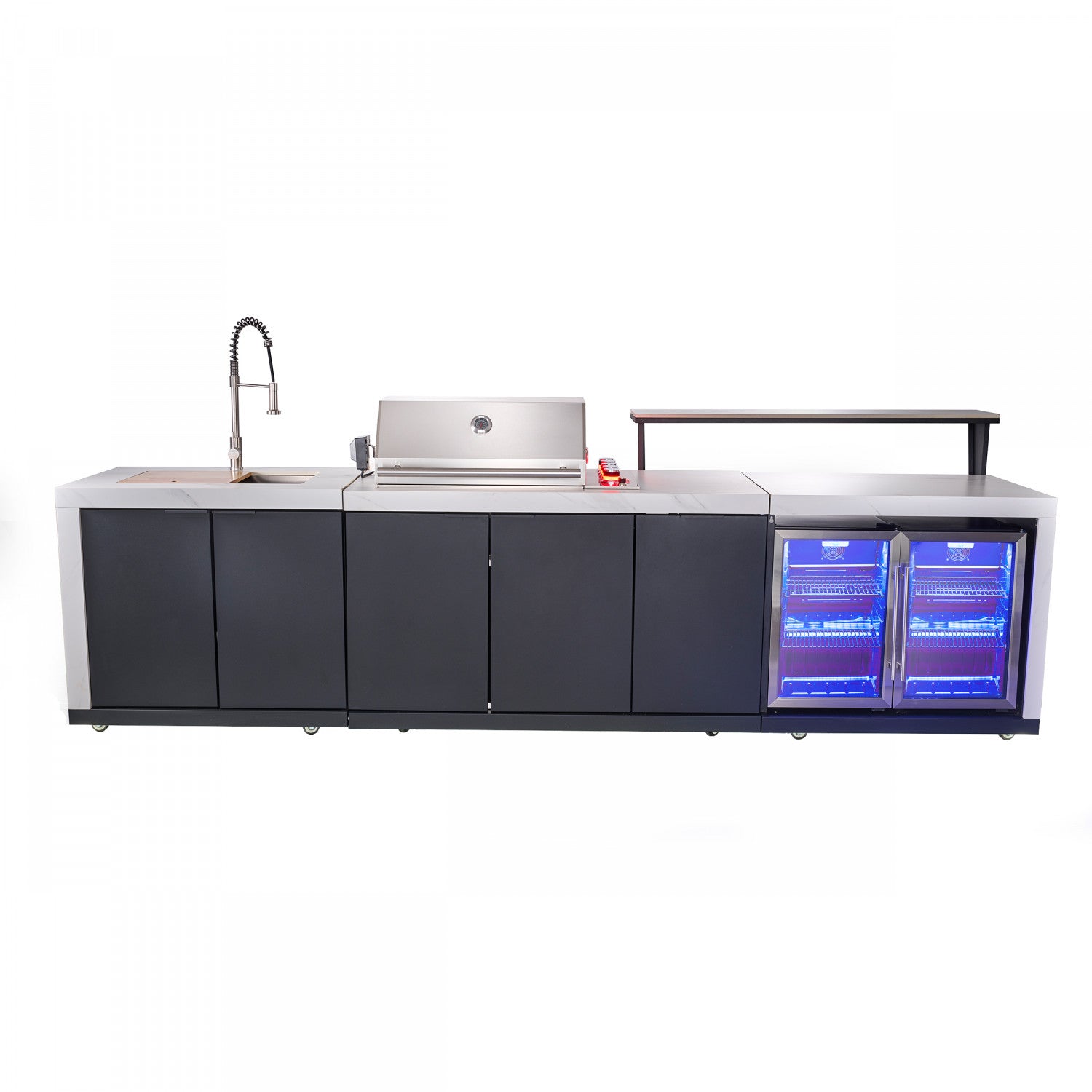 Forno Rimini White Countertop Outdoor Kitchen with 30" 62,600 BTU BBQ and 2 Beverage Centres (4.8 Cu. Ft.) - FODKT2575WHT