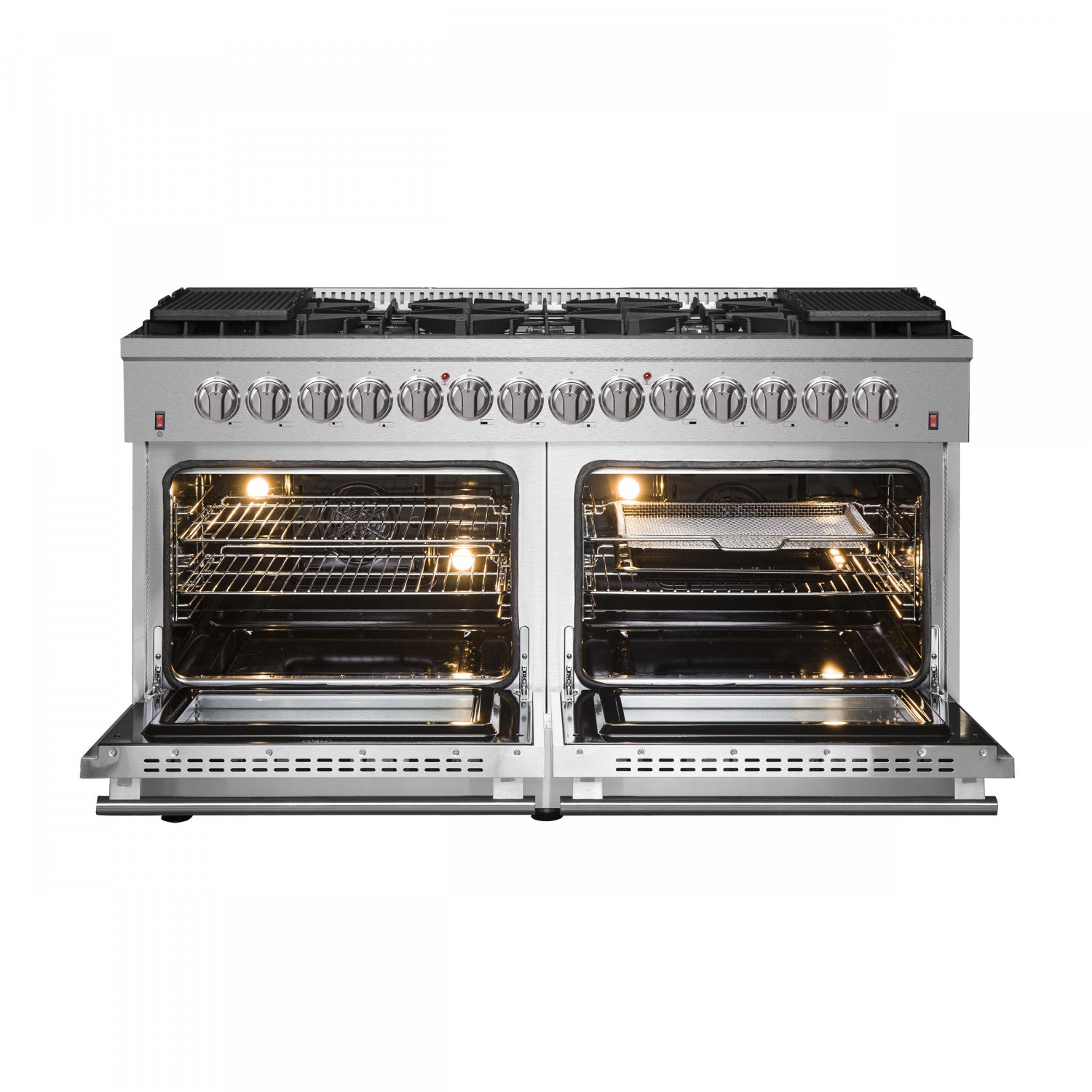 Forno Galiano 60" Stainless Steel Freestanding Dual Fuel Double Oven Range with True Convection (8.64 Cu. Ft.) - FFSGS6156-60