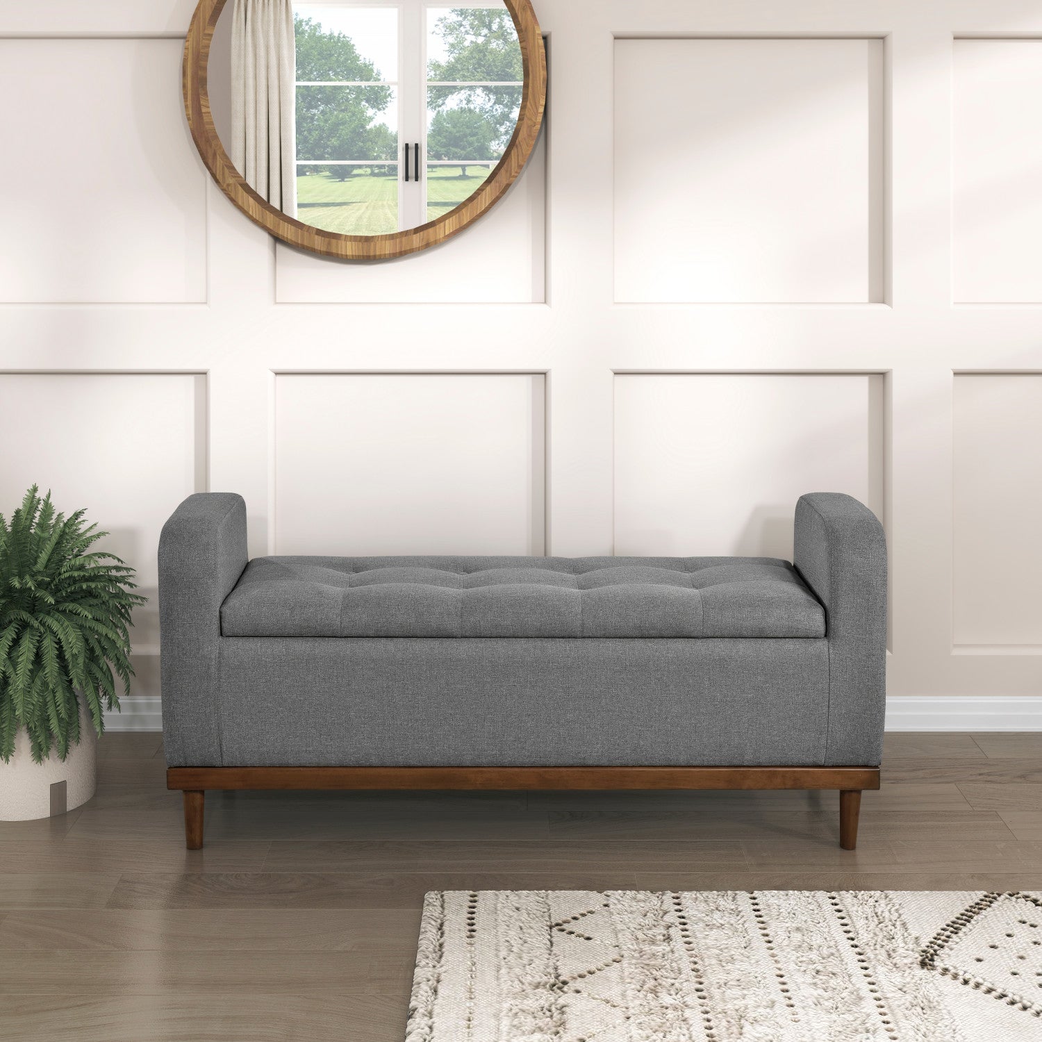 Elayne Ottoman Bench - Grey