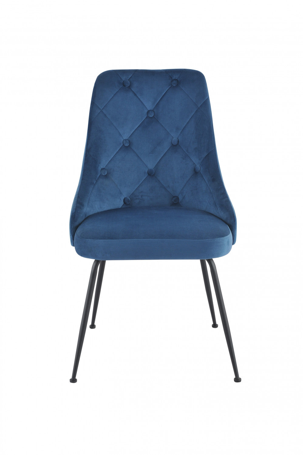 Peacock Velvet Dining Chair - Blue/Black - Set of Two