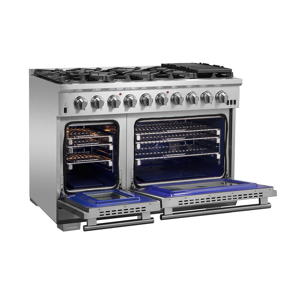 Forno Capriasca 48" Stainless Steel Freestanding Double Oven Gas Range (6.58 Cu. Ft.) - FFSGS6260-48