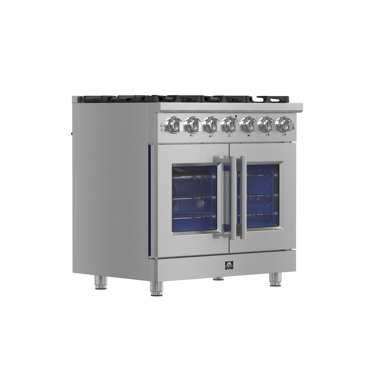 Forno Massimo 36" Stainless Steel French Door Freestanding Gas Range (5.36 Cu. Ft.) - FFSGS6439-36