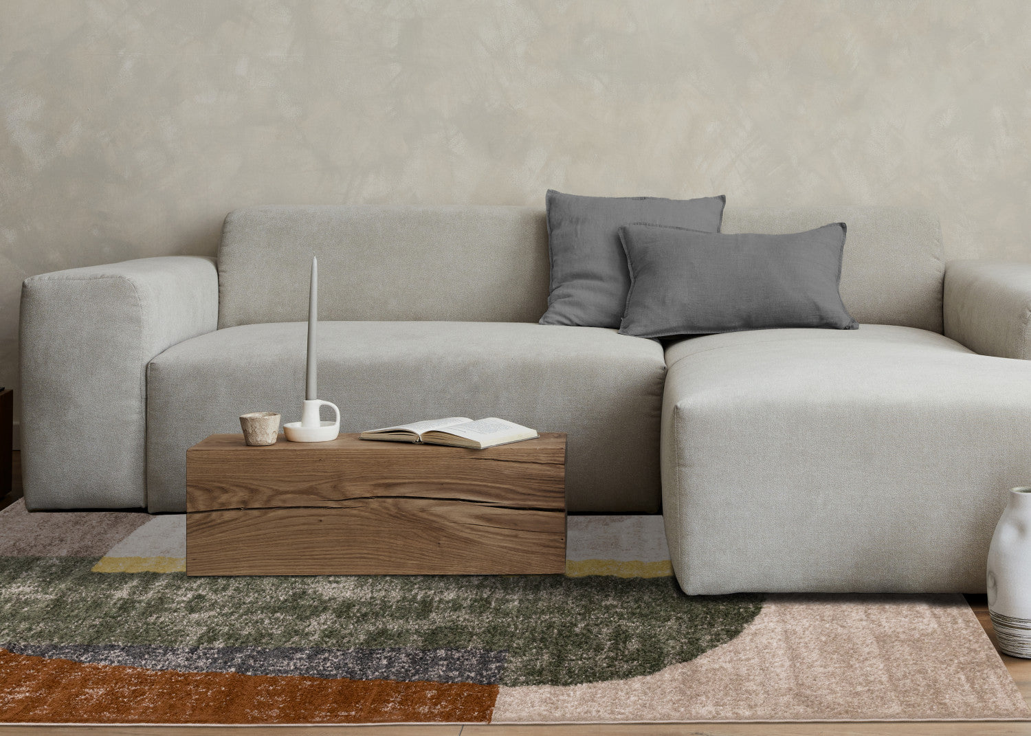 Maui Modern Geometric Area Rug - 5' X 8' - Grey/Green/Yellow