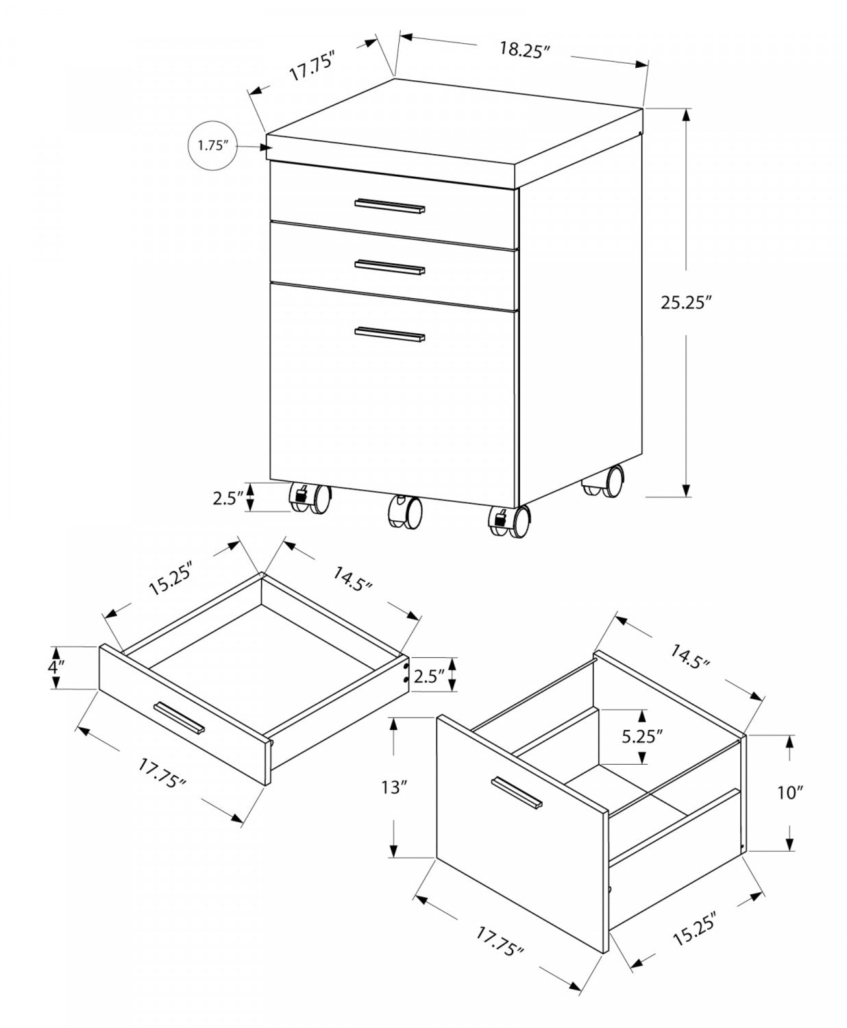 Solvi Filing Cabinet - White