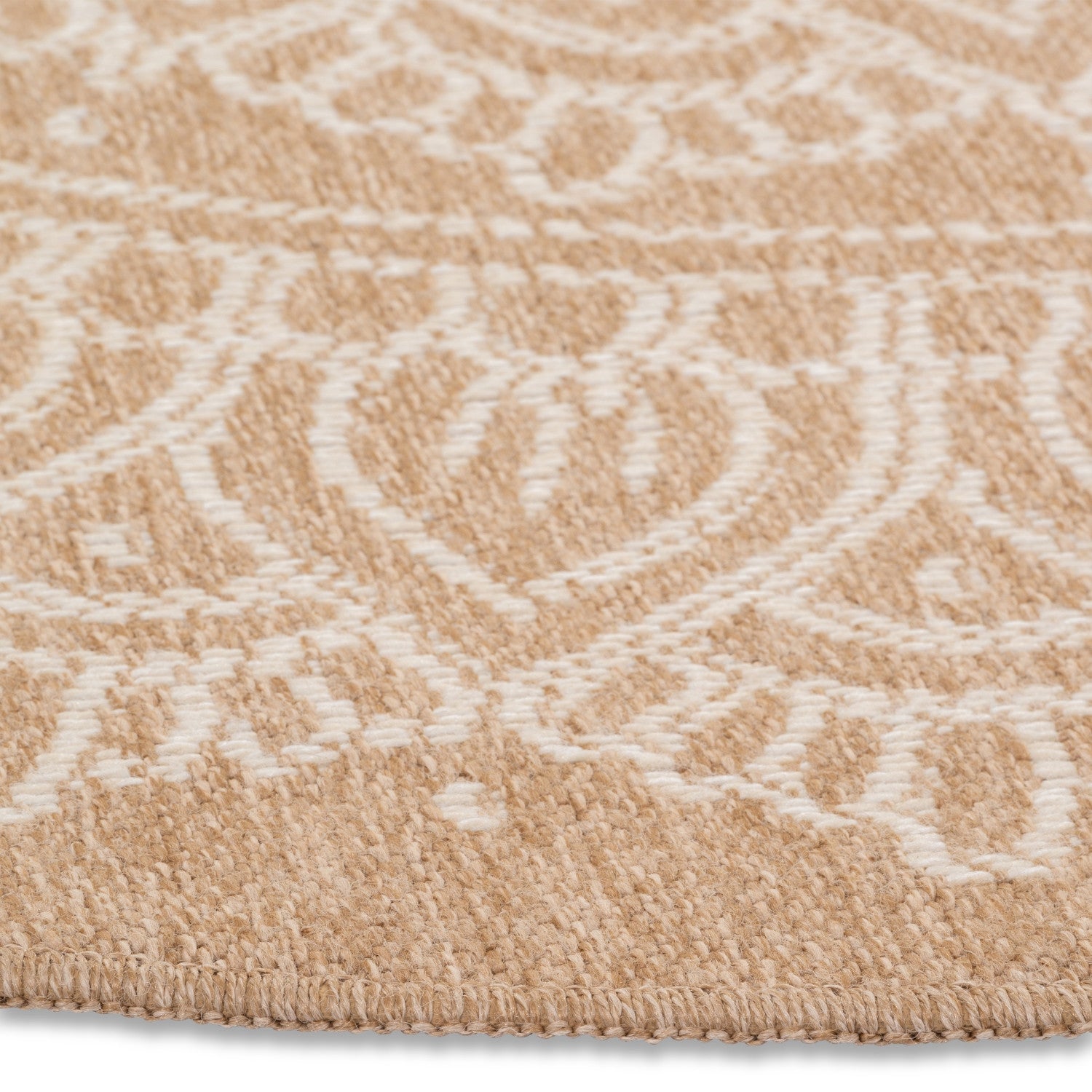 Avanos Medallion Indoor/Outdoor Rug - 6ft Round - Beige/White