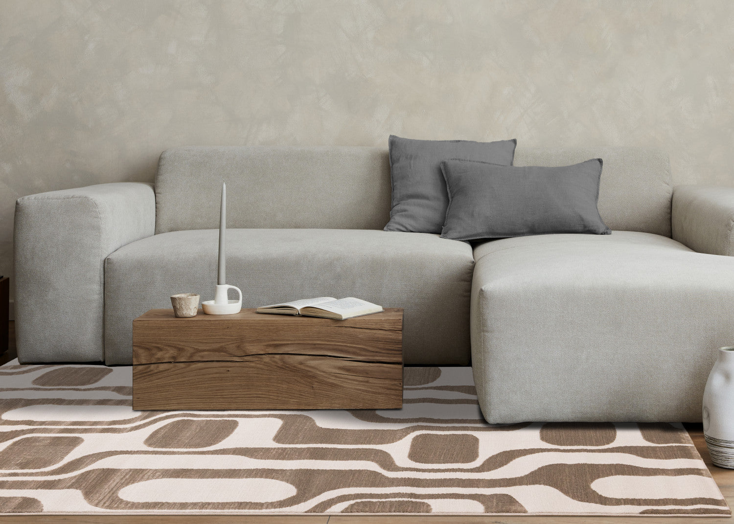 Logan Modern Area Rug - 8' X 11' - Brown/Cream