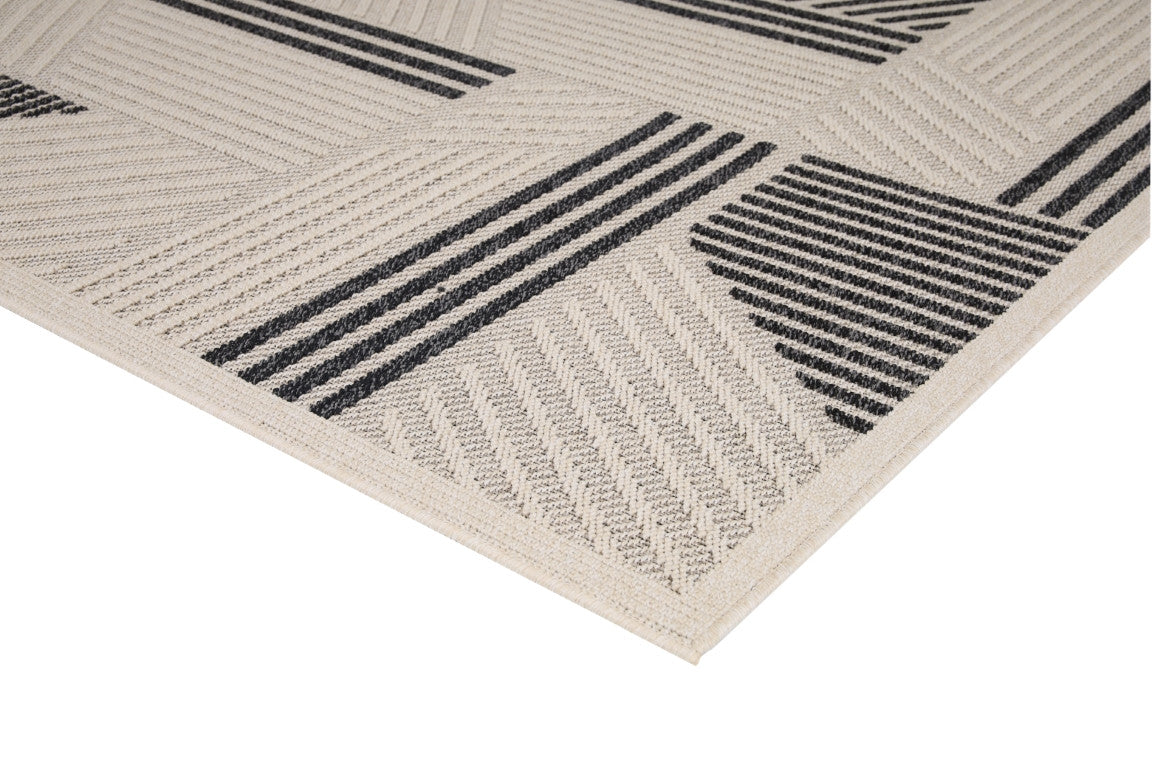 Assia Modern Outdoor Rug - 6' x 9' - Grey/Black