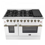 Forno Galiano 48" White Freestanding Double Oven Gas Range (6.58 Cu. Ft.) - FFSGS6244-48WHT