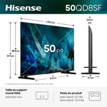Hisense Téléviseur intelligent 50 po QLED MiniDEL FireTV 144Hz IA 4K – 50QD8SF--