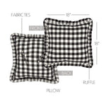 Selena III Ruffled Fabric Pillow - Black Check - 18x18