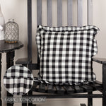 Selena III Ruffled Fabric Pillow - Black Check - 18x18