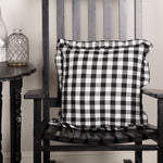 Selena III Ruffled Fabric Pillow - Black Check - 18x18