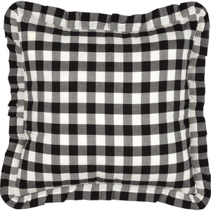 Selena III Ruffled Fabric Pillow - Black Check - 18x18