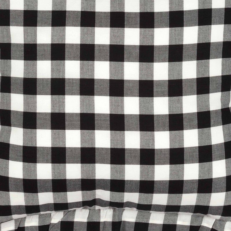 Selena III Ruffled Fabric Pillow - Black Check - 18x18