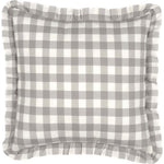 Selena III Ruffled Fabric Pillow - Grey Check - 18x18