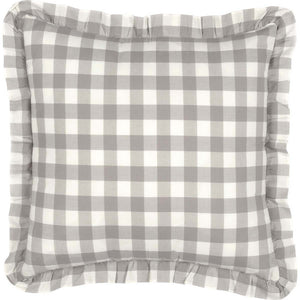 Selena III Ruffled Fabric Pillow - Grey Check - 18x18