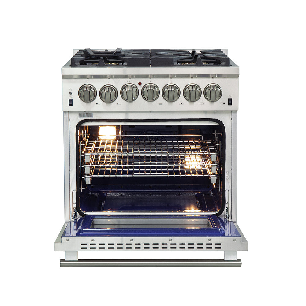 Forno Capriasca 30" Stainless Steel Dual Fuel Range with True Convection (4.32 Cu. Ft.) - FFSGS6187-30
