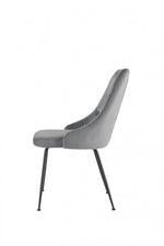 Peacock Velvet Dining Chair - Grey/Black - Set of Two
