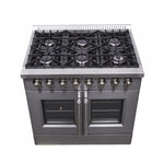 Forno Galiano 36" Stainless Steel French Door Dual Fuel Range with True Convection (5.36 Cu. Ft.) - FFSGS6356-36