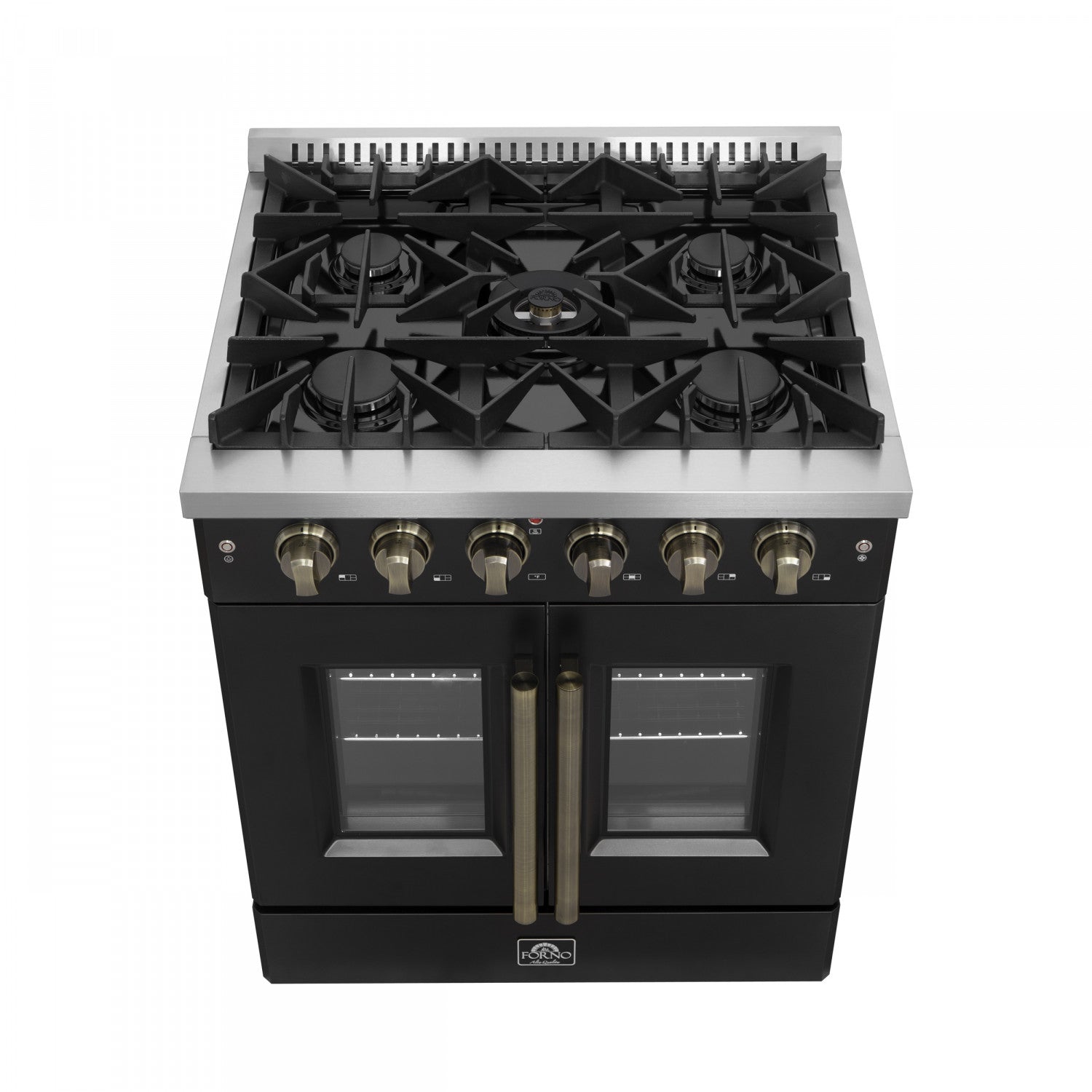 Forno Galiano 30" Black French Door Freestanding Gas Range (4.32 Cu. Ft.) - FFSGS6444-30BLK