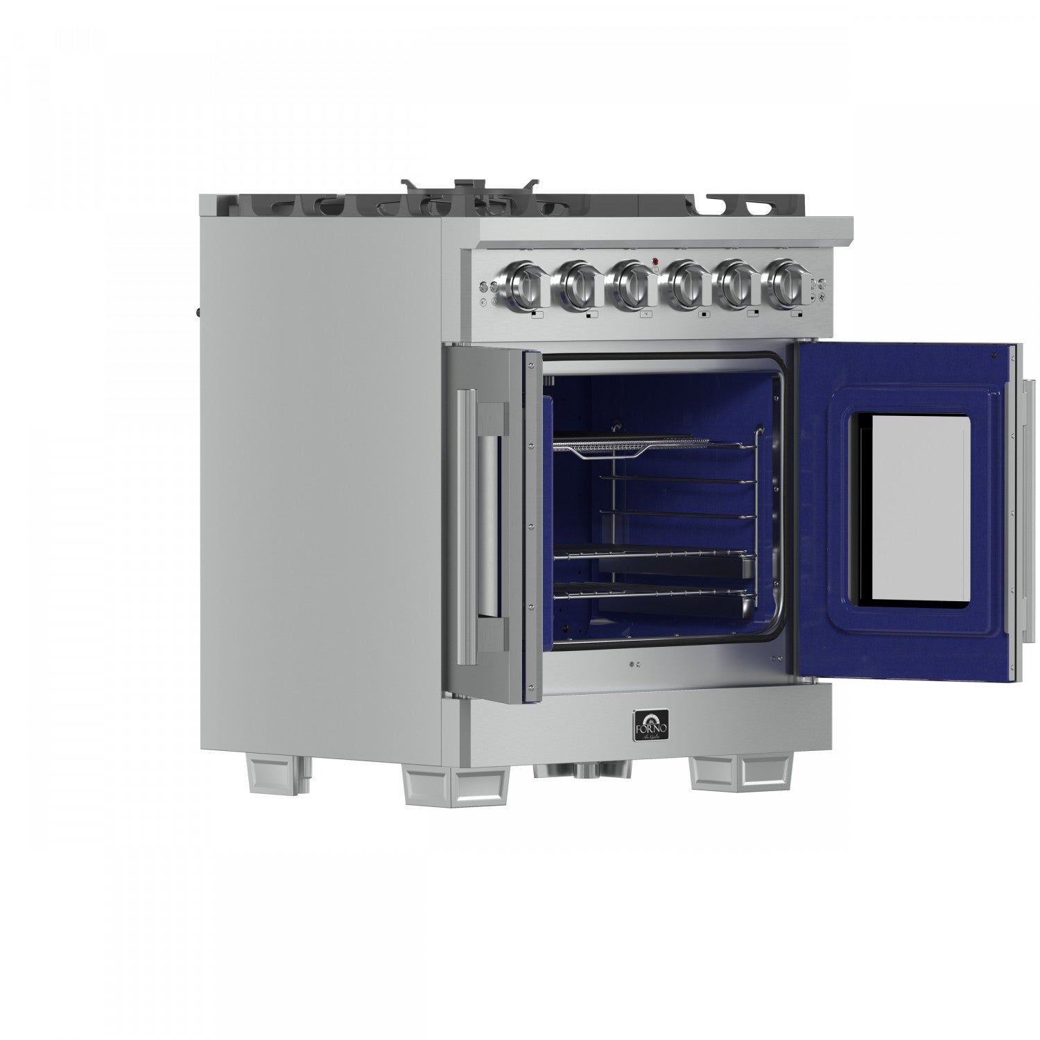 Forno Capriasca 30" Stainless Steel French Door Freestanding Gas Range with Air Fry (4.32 Cu. Ft.) - FFSGS6460-30