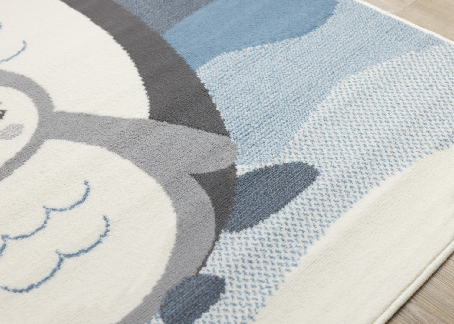 Kids Baby Penguin Area Rug - 5' X 8' - Grey/Blue