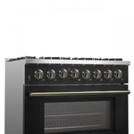 Forno Galiano 36" Black Dual Fuel Range with True Convection (5.36 Cu. Ft.) - FFSGS6156-36BLK
