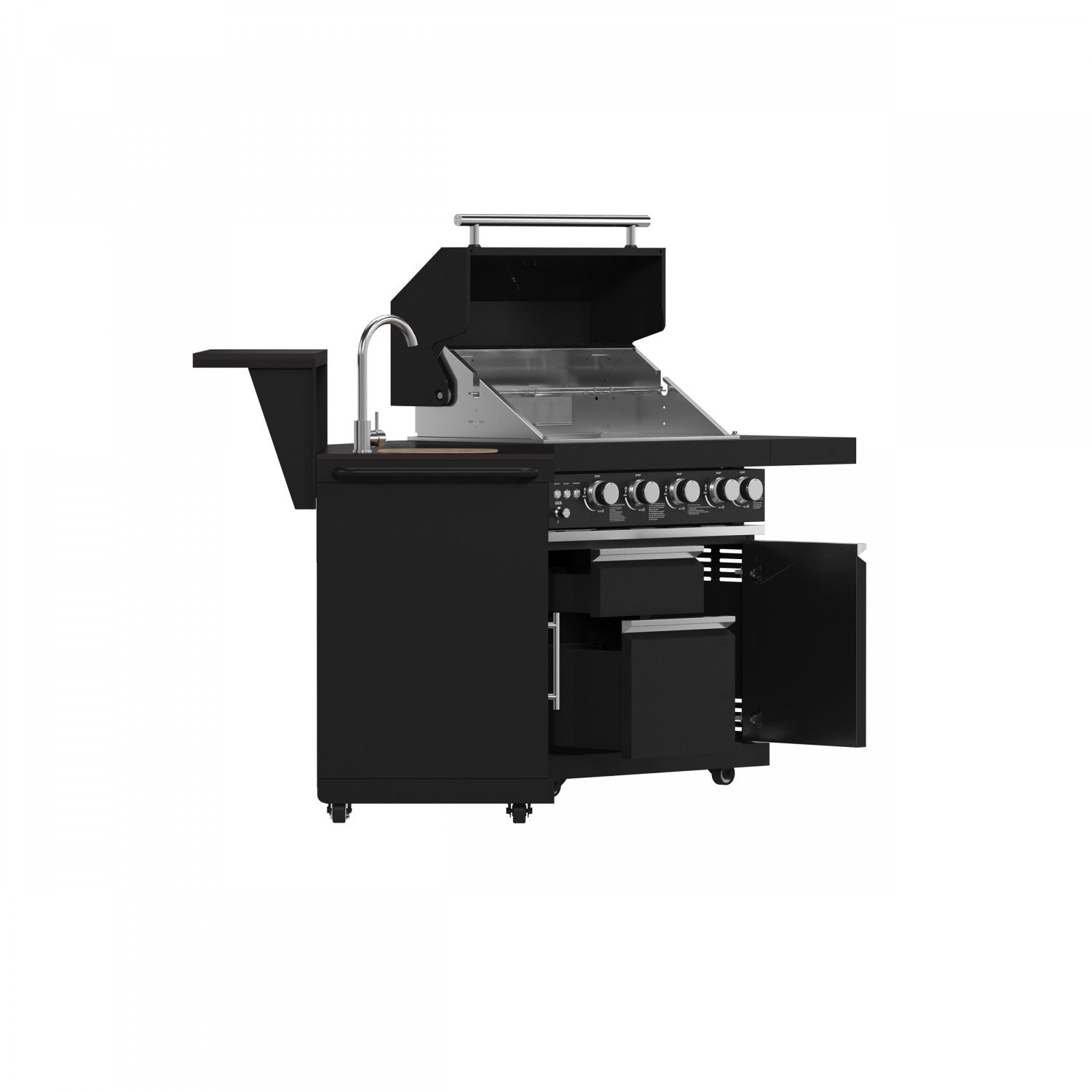 Forno All'Aperto Black Countertop Outdoor Kitchen with 62,600 BTU BBQ and Beverage Centre - FODKT2582BLK