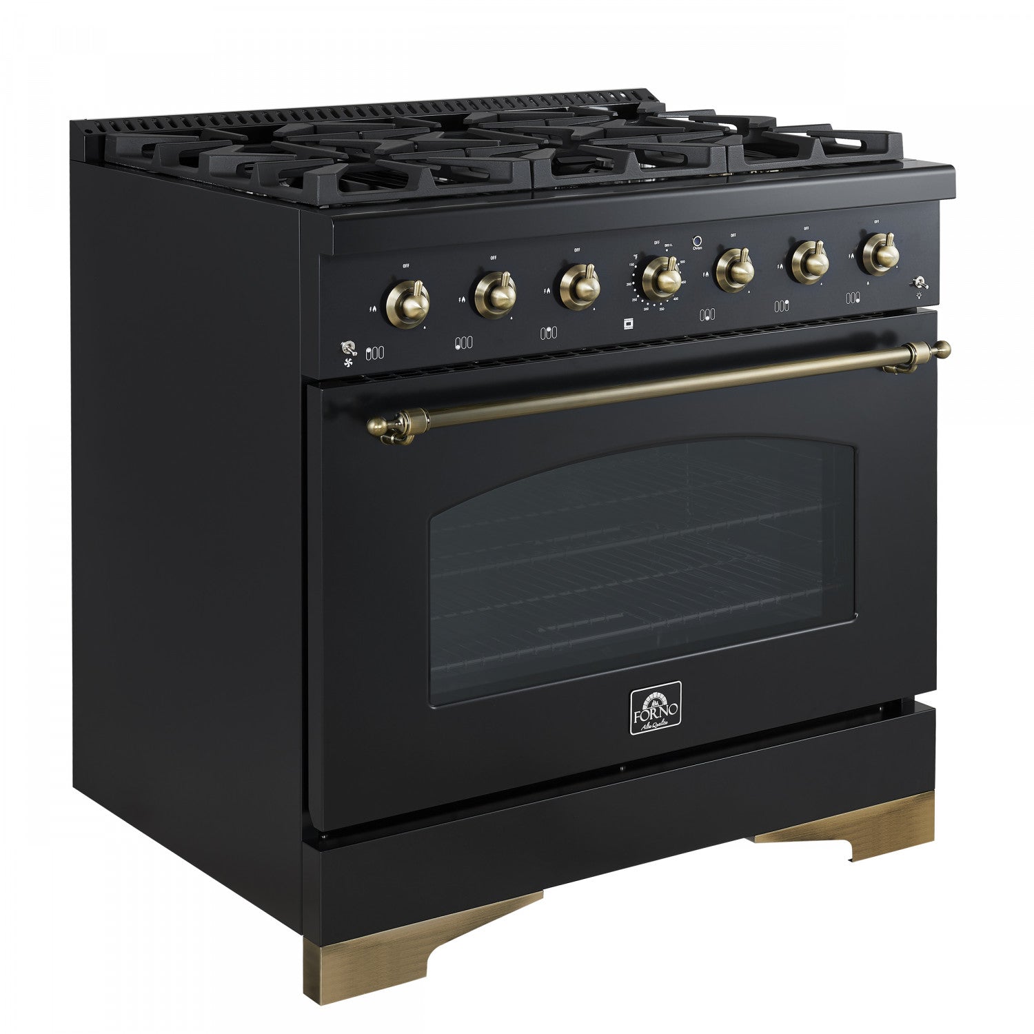 Forno Antico 36" Black Freestanding Gas Range (4.5 Cu. Ft.) - FFSGS6219-36BLK