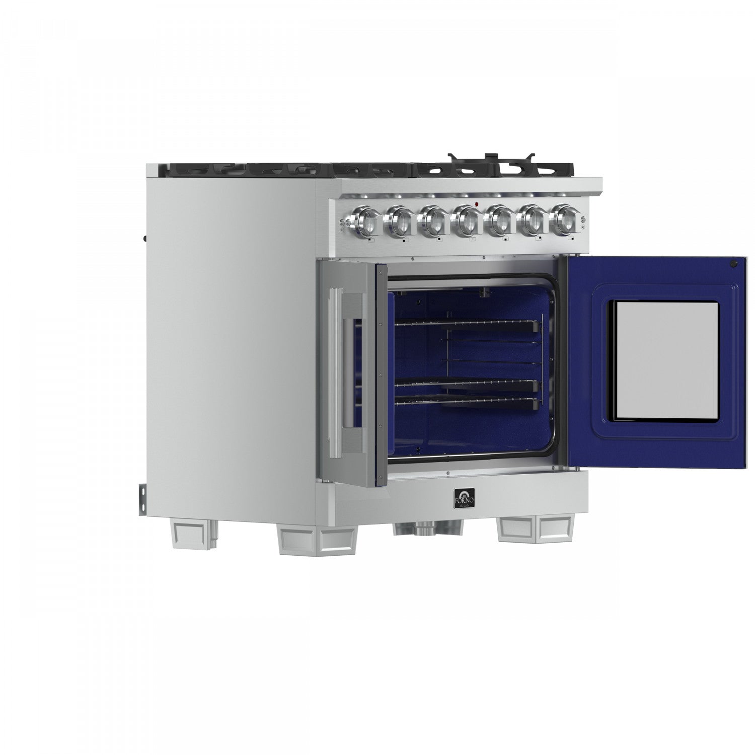 Forno Capriasca 36" Stainless Steel French Door Freestanding Gas Range with Air Fry (5.36 Cu. Ft.) - FFSGS6460-36