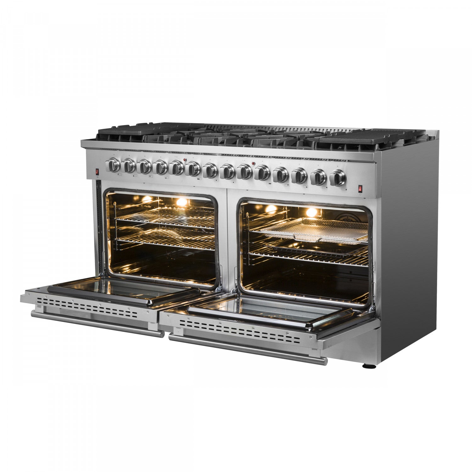Forno Galiano 60" Stainless Steel Freestanding Dual Fuel Double Oven Range with True Convection (8.64 Cu. Ft.) - FFSGS6156-60
