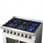 Forno Galiano 36" White French Door Dual Fuel Range with True Convection (5.36 Cu. Ft.) - FFSGS6356-36WHT