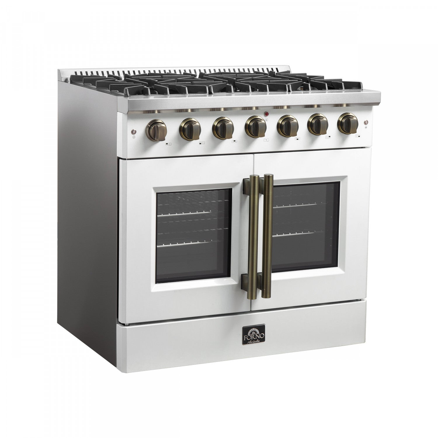 Forno Galiano 36" White French Door Freestanding Gas Range (5.36 Cu. Ft.) - FFSGS6444-36WHT