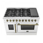 Forno Galiano 48" White Freestanding Double Oven Gas Range (6.58 Cu. Ft.) - FFSGS6444-48WHT