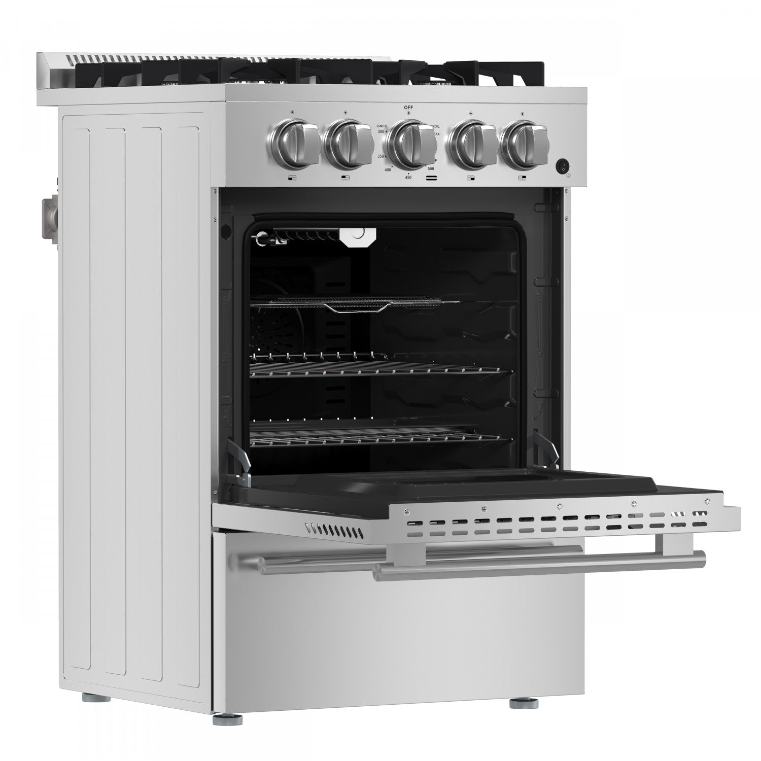 Forno Breno 24" Stainless Steel Freestanding Gas Range with Air Fry (2.3 Cu. Ft.) - FFSGS6290-24