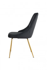 Peacock Velvet Dining Chair - Black/Gold - Set of Two