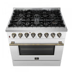 Forno Galiano 36" White Dual Fuel Range with True Convection (5.36 Cu. Ft.) - FFSGS6156-36WHT
