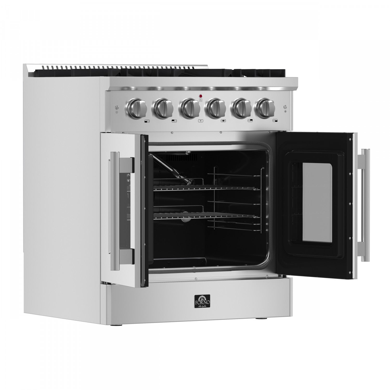 Forno Galiano 30" Stainless Steel French Door Freestanding Gas Range (4.32 Cu. Ft.) - FFSGS6444-30