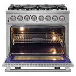 Forno Massimo 36" Stainless Steel Dual Fuel Range with True Convection and Air Fry (5.36 Cu. Ft.) - FFSGS6125-36