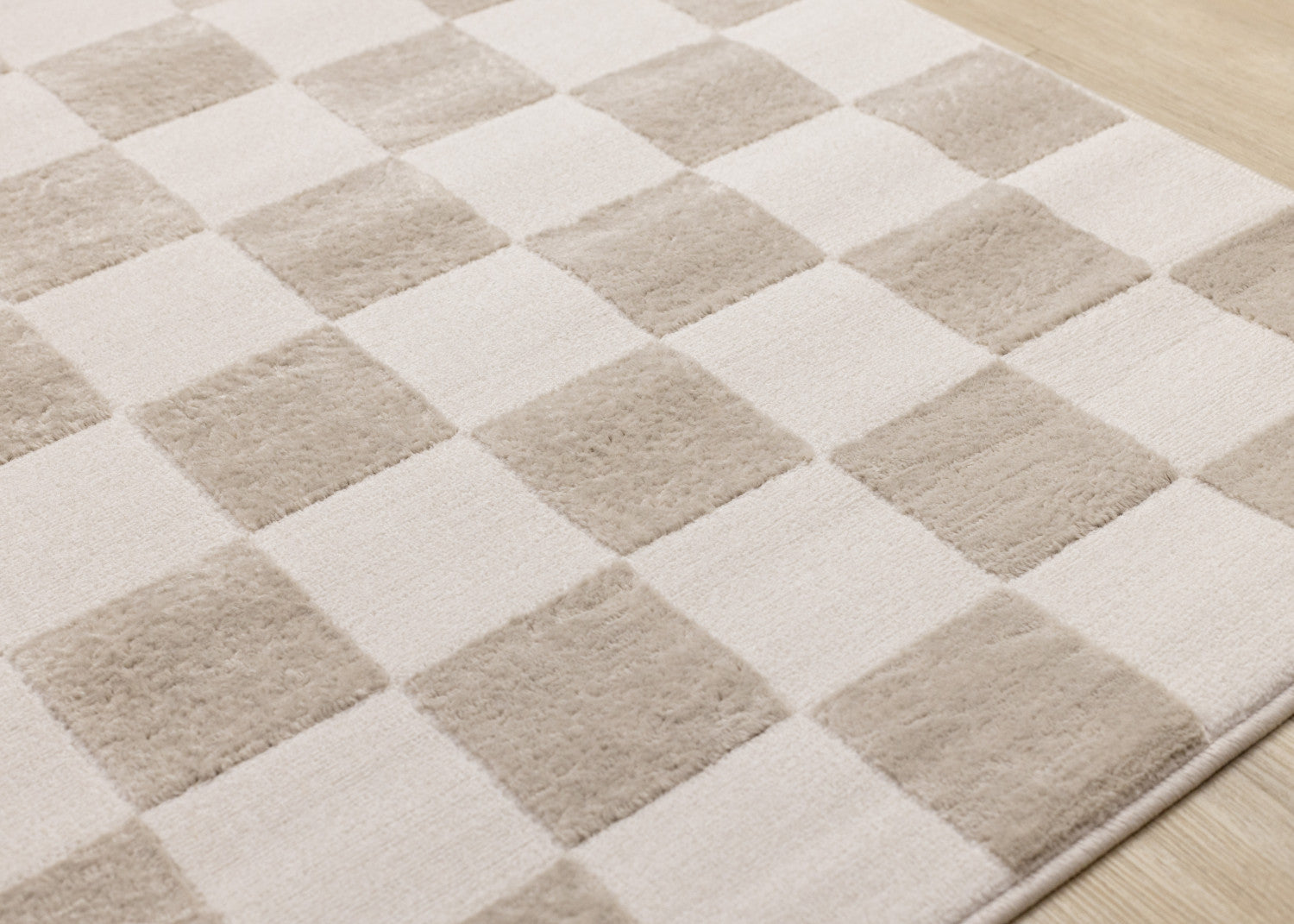 Logan Modern Checkered Area Rug - 8' X 11' - Beige/Cream