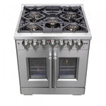 Forno Capriasca 30" Stainless Steel French Door Dual Fuel Range with True Convection (4.32 Cu. Ft.) - FFSGS6387-30