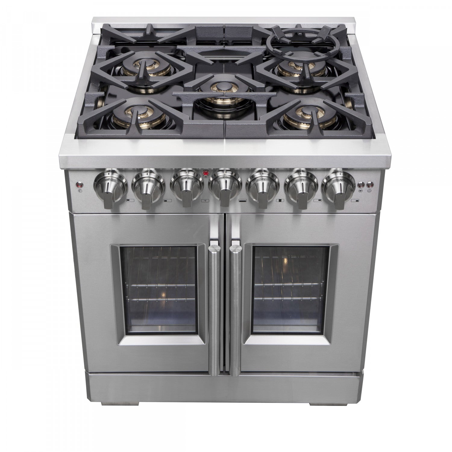Forno Capriasca 30" Stainless Steel French Door Dual Fuel Range with True Convection (4.32 Cu. Ft.) - FFSGS6387-30