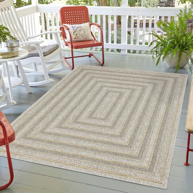 Assia Rectangles Outdoor Rug - 9' x 12' - Beige
