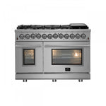 Forno Massimo 48" Stainless Steel Freestanding Double Oven Gas Range with Air Fry (6.58 Cu. Ft.) - FFSGS6239-48