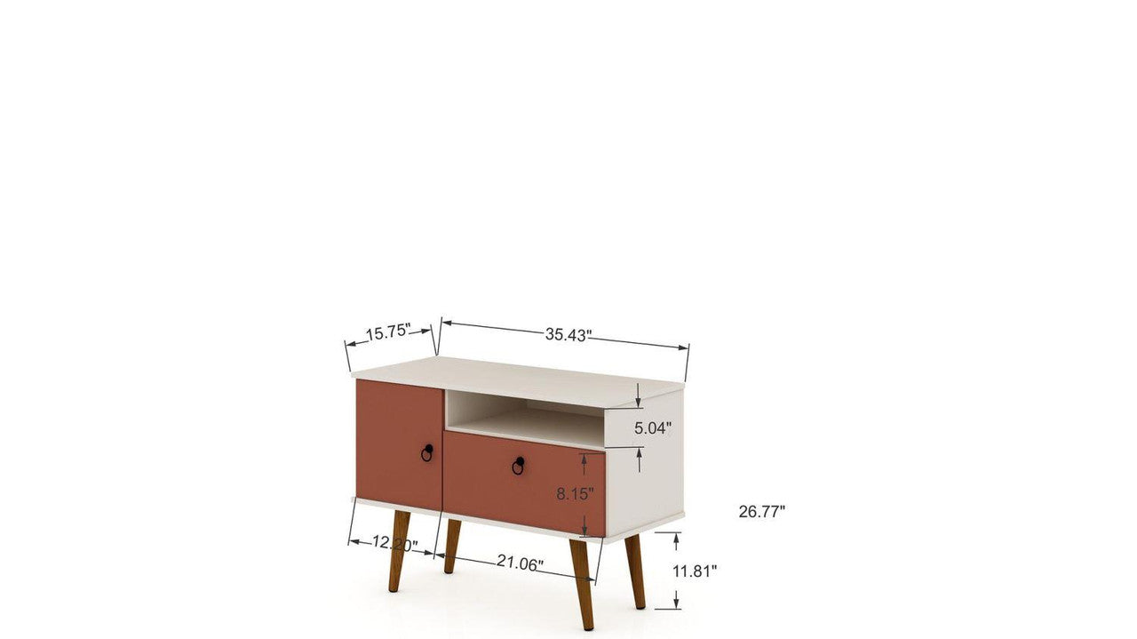 Otuken 35" TV Stand - Off White/Terracotta